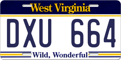 WV license plate DXU664