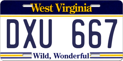 WV license plate DXU667