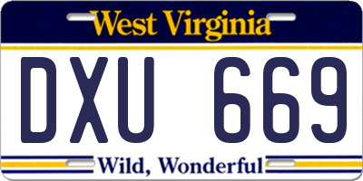 WV license plate DXU669