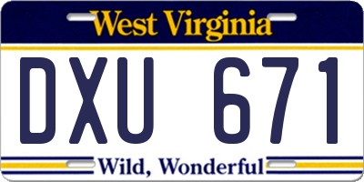 WV license plate DXU671