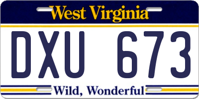 WV license plate DXU673