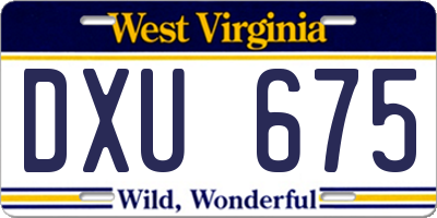 WV license plate DXU675