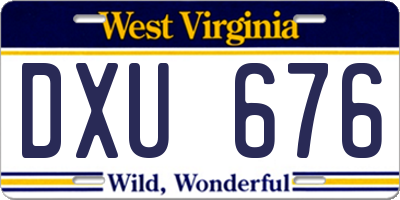 WV license plate DXU676