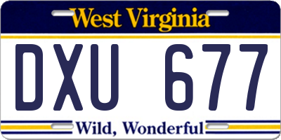 WV license plate DXU677