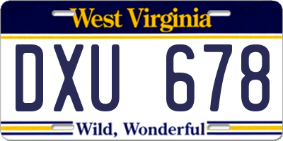 WV license plate DXU678
