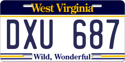 WV license plate DXU687