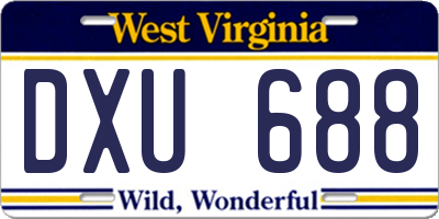 WV license plate DXU688