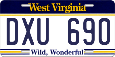 WV license plate DXU690