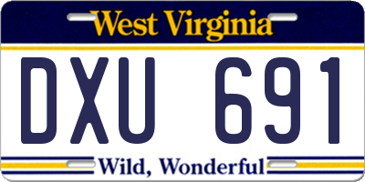 WV license plate DXU691