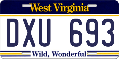 WV license plate DXU693