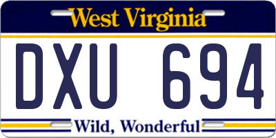 WV license plate DXU694