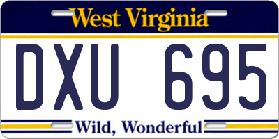 WV license plate DXU695