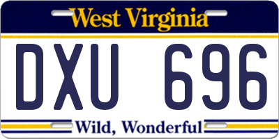 WV license plate DXU696