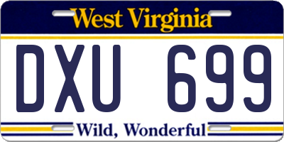 WV license plate DXU699