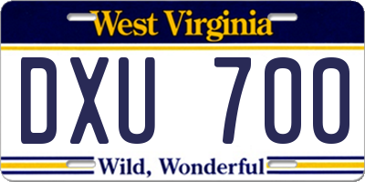 WV license plate DXU700
