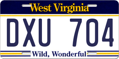 WV license plate DXU704