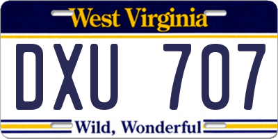 WV license plate DXU707