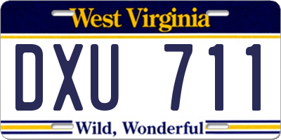 WV license plate DXU711