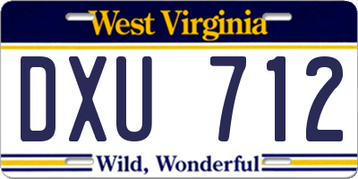 WV license plate DXU712