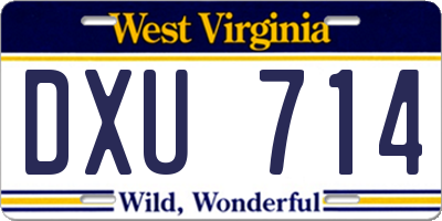 WV license plate DXU714