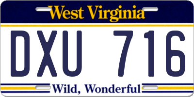 WV license plate DXU716