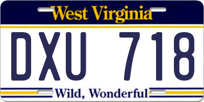 WV license plate DXU718