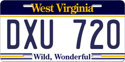 WV license plate DXU720