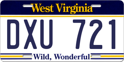WV license plate DXU721