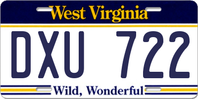 WV license plate DXU722
