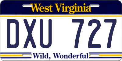 WV license plate DXU727