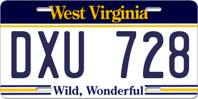 WV license plate DXU728