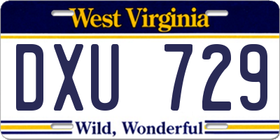 WV license plate DXU729