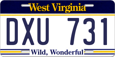 WV license plate DXU731