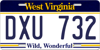 WV license plate DXU732