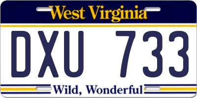 WV license plate DXU733