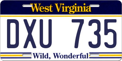 WV license plate DXU735