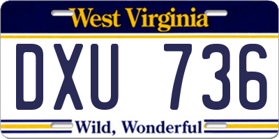 WV license plate DXU736