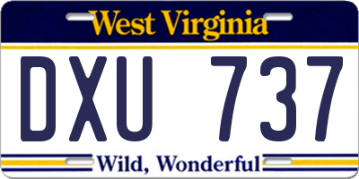 WV license plate DXU737
