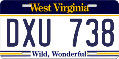 WV license plate DXU738