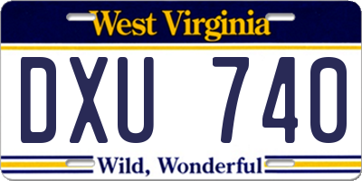 WV license plate DXU740