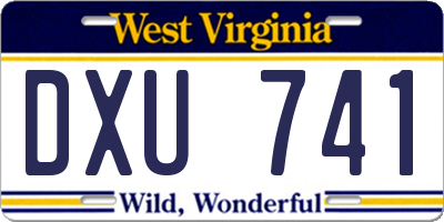 WV license plate DXU741