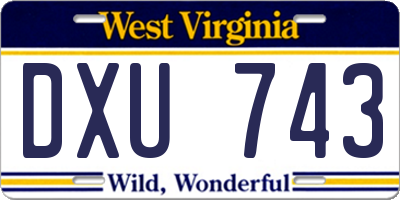 WV license plate DXU743