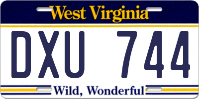 WV license plate DXU744