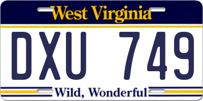 WV license plate DXU749