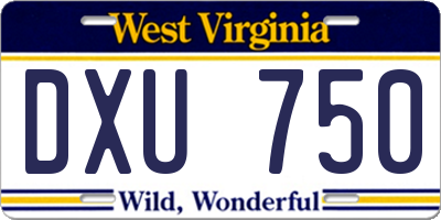 WV license plate DXU750