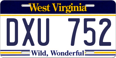WV license plate DXU752