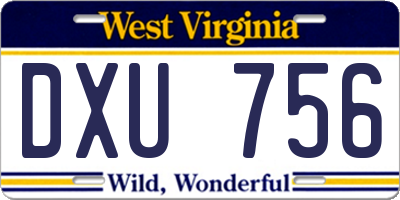 WV license plate DXU756