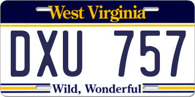 WV license plate DXU757