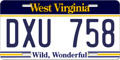 WV license plate DXU758