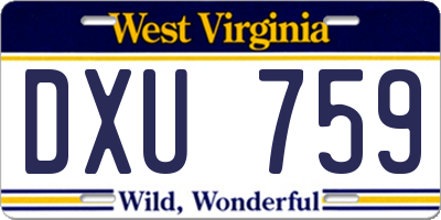 WV license plate DXU759